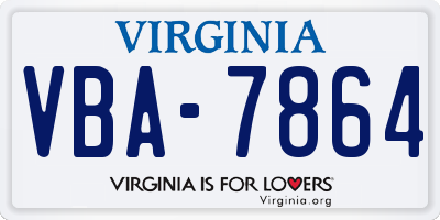 VA license plate VBA7864