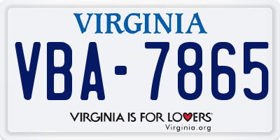 VA license plate VBA7865