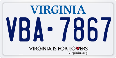VA license plate VBA7867