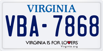 VA license plate VBA7868