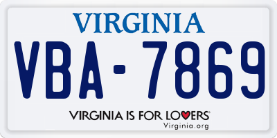 VA license plate VBA7869