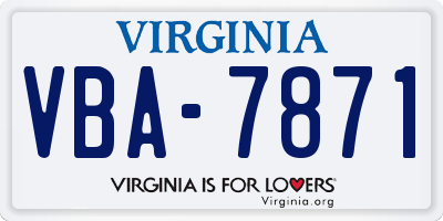 VA license plate VBA7871