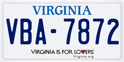 VA license plate VBA7872