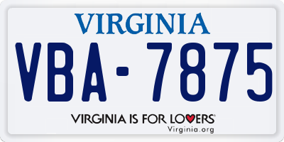 VA license plate VBA7875