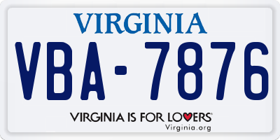VA license plate VBA7876