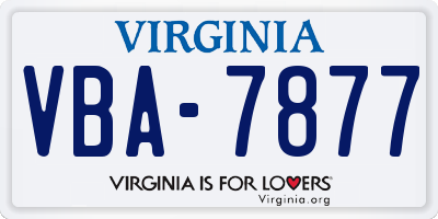 VA license plate VBA7877