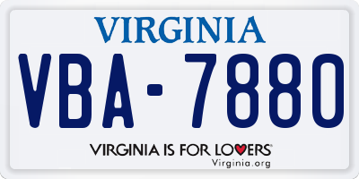 VA license plate VBA7880
