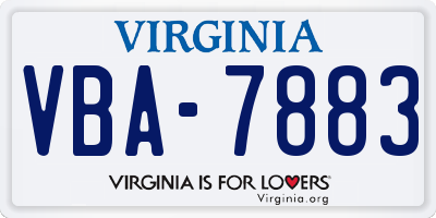 VA license plate VBA7883
