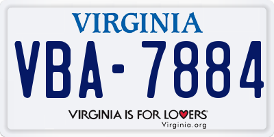 VA license plate VBA7884