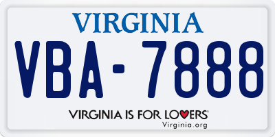 VA license plate VBA7888