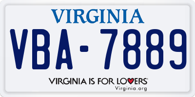 VA license plate VBA7889
