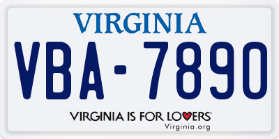 VA license plate VBA7890