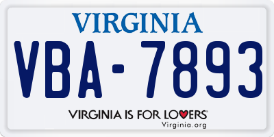VA license plate VBA7893