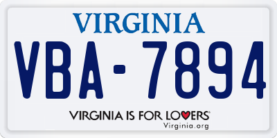 VA license plate VBA7894