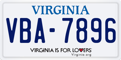 VA license plate VBA7896
