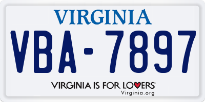 VA license plate VBA7897