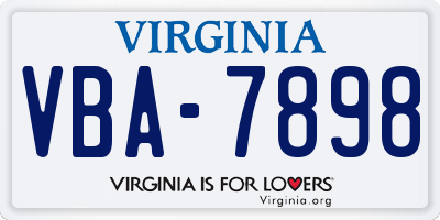 VA license plate VBA7898