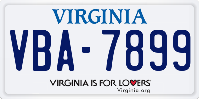 VA license plate VBA7899