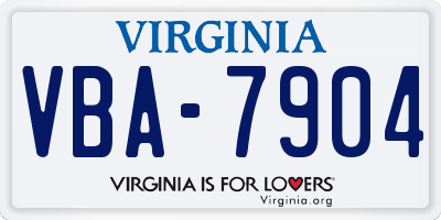 VA license plate VBA7904