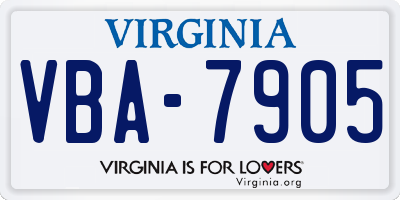 VA license plate VBA7905
