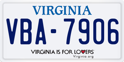 VA license plate VBA7906