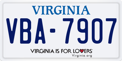 VA license plate VBA7907