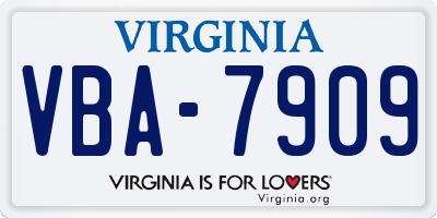 VA license plate VBA7909