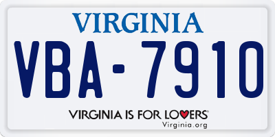 VA license plate VBA7910
