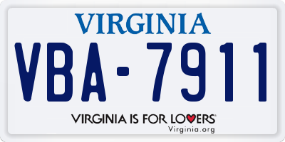 VA license plate VBA7911