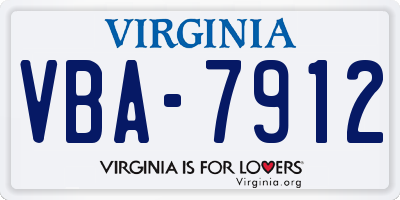 VA license plate VBA7912