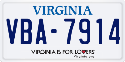 VA license plate VBA7914