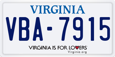 VA license plate VBA7915