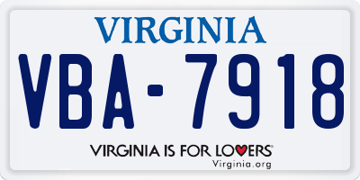 VA license plate VBA7918