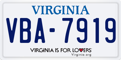 VA license plate VBA7919
