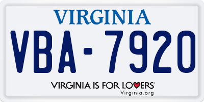 VA license plate VBA7920