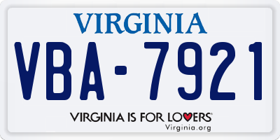 VA license plate VBA7921