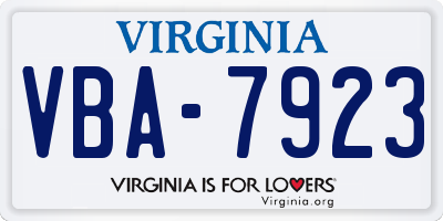 VA license plate VBA7923