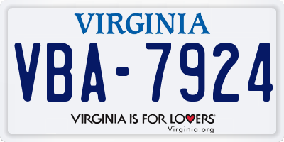 VA license plate VBA7924