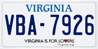 VA license plate VBA7926