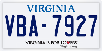 VA license plate VBA7927