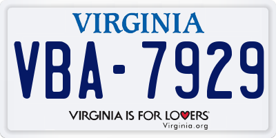 VA license plate VBA7929