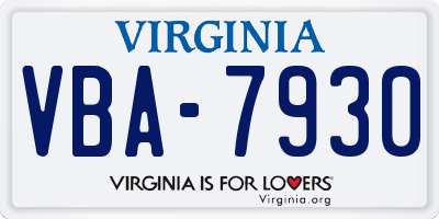 VA license plate VBA7930