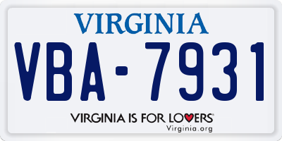 VA license plate VBA7931