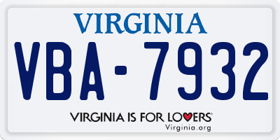 VA license plate VBA7932