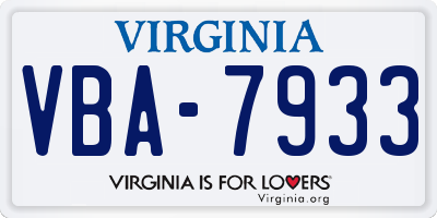 VA license plate VBA7933