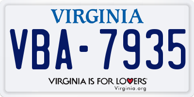 VA license plate VBA7935