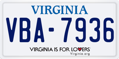 VA license plate VBA7936