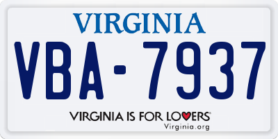 VA license plate VBA7937