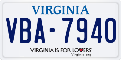 VA license plate VBA7940