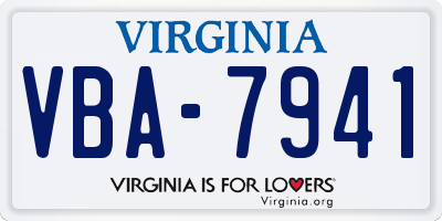 VA license plate VBA7941